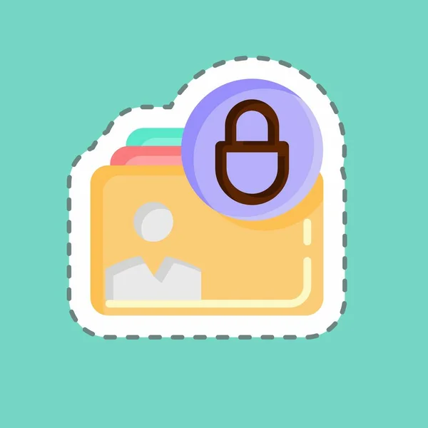 Sticker Line Cut Personal Data Protection Suitable Education Symbol Simple — Vetor de Stock