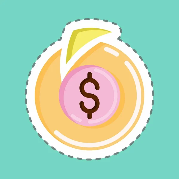 Sticker Line Cut Basic Income Suitable Education Symbol Simple Design — Wektor stockowy