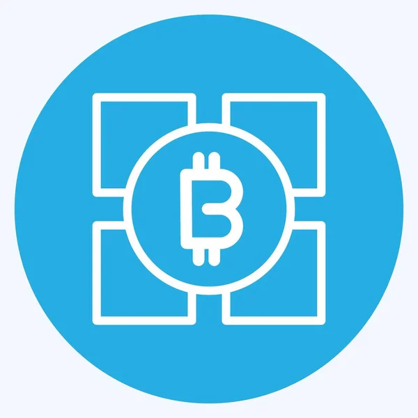 Icon Blockchain Teknolojisi. Eğitim sembolü için uygun. Mavi gözlü. Basit dizayn edilebilir. tasarım şablonu. Basit resimleme