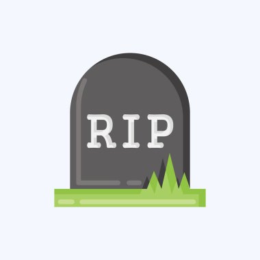 Simge Mezarı. Cadılar Bayramı sembolü için uygun. Düz stil. Basit dizayn edilebilir. tasarım şablonu. Basit resimleme