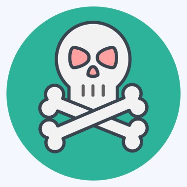 İkon Kafatası. Cadılar Bayramı sembolü için uygun. renk arkadaşı stili. Basit dizayn edilebilir. tasarım şablonu. Basit resimleme