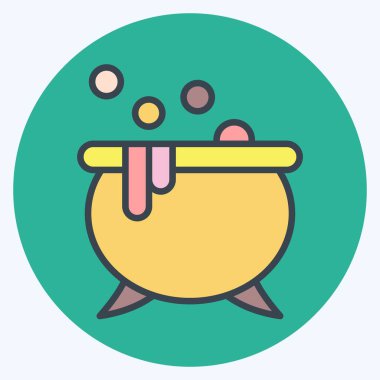 Simge İksiri. Cadılar Bayramı sembolü için uygun. renk arkadaşı stili. Basit dizayn edilebilir. tasarım şablonu. Basit resimleme