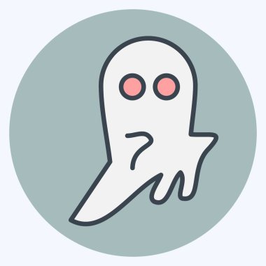 Simge Hayaleti. Cadılar Bayramı sembolü için uygun. renk arkadaşı stili. Basit dizayn edilebilir. tasarım şablonu. Basit resimleme