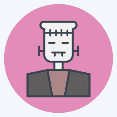 İkon Frankenstein. Cadılar Bayramı sembolü için uygun. renk arkadaşı stili. Basit dizayn edilebilir. tasarım şablonu. Basit resimleme