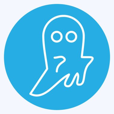 Simge Hayaleti. Cadılar Bayramı sembolü için uygun. Mavi gözlü. Basit dizayn edilebilir. tasarım şablonu. Basit resimleme