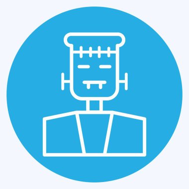 İkon Frankenstein. Cadılar Bayramı sembolü için uygun. Mavi gözlü. Basit dizayn edilebilir. tasarım şablonu. Basit resimleme