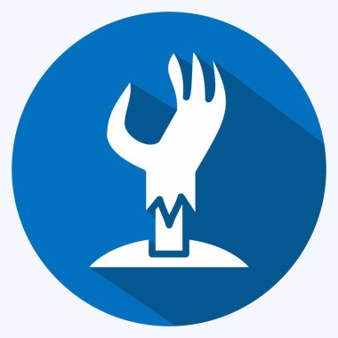 Zombi ikonu. Cadılar Bayramı sembolü için uygun. Uzun gölge tarzı. Basit dizayn edilebilir. tasarım şablonu. Basit resimleme