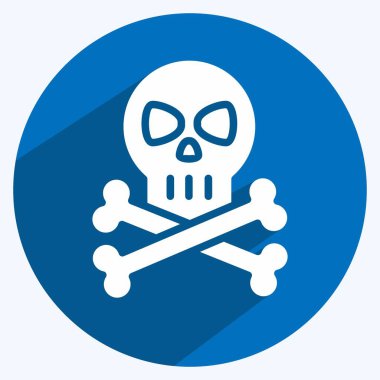 İkon Kafatası. Cadılar Bayramı sembolü için uygun. Uzun gölge tarzı. Basit dizayn edilebilir. tasarım şablonu. Basit resimleme