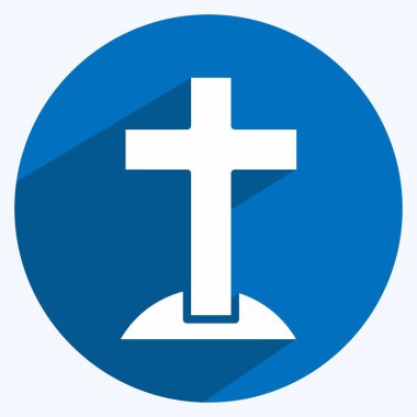 Simge Haçı. Cadılar Bayramı sembolü için uygun. Uzun gölge tarzı. Basit dizayn edilebilir. tasarım şablonu. Basit resimleme