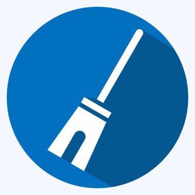 Simge Süpürgesi. Cadılar Bayramı sembolü için uygun. Uzun gölge tarzı. Basit dizayn edilebilir. tasarım şablonu. Basit resimleme