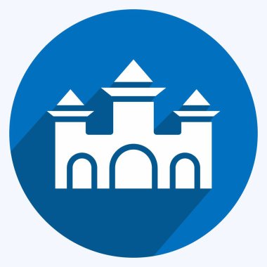 Simge Kalesi. Cadılar Bayramı sembolü için uygun. Uzun gölge tarzı. Basit dizayn edilebilir. tasarım şablonu. Basit resimleme