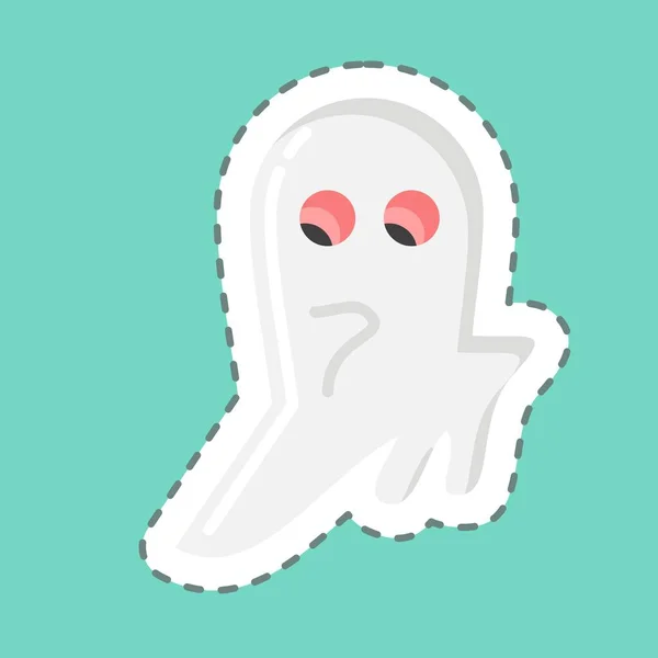 Sticker Line Cut Ghost Suitable Halloween Symbol Simple Design Editable — Image vectorielle