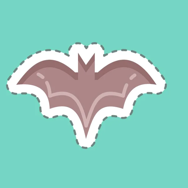 Sticker Line Cut Bat Vhodný Pro Halloween Symbol Jednoduchý Design — Stockový vektor