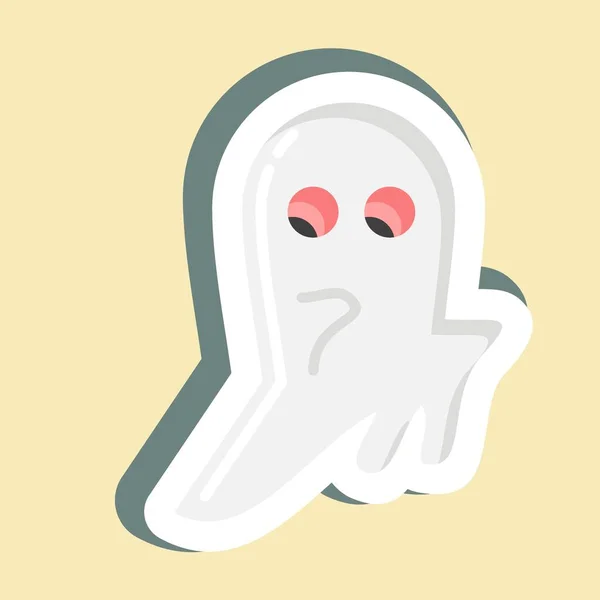 Sticker Ghost Suitable Halloween Symbol Simple Design Editable Design Template — ストックベクタ