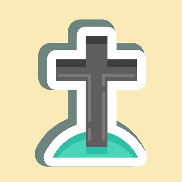 Sticker Cross Suitable Halloween Symbol Simple Design Editable Design Template — Vetor de Stock