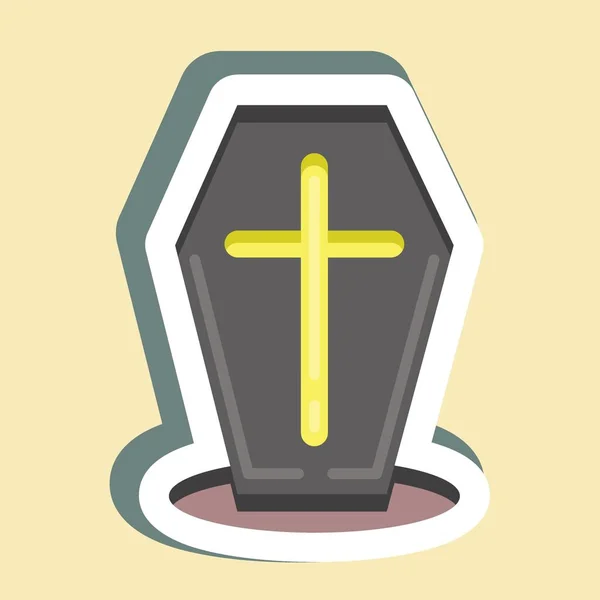 Sticker Coffin Suitable Halloween Symbol Simple Design Editable Design Template — ストックベクタ
