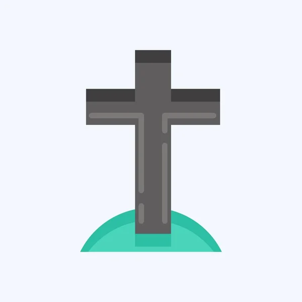 Icon Cross Suitable Halloween Symbol Flat Style Simple Design Editable — Stockvektor