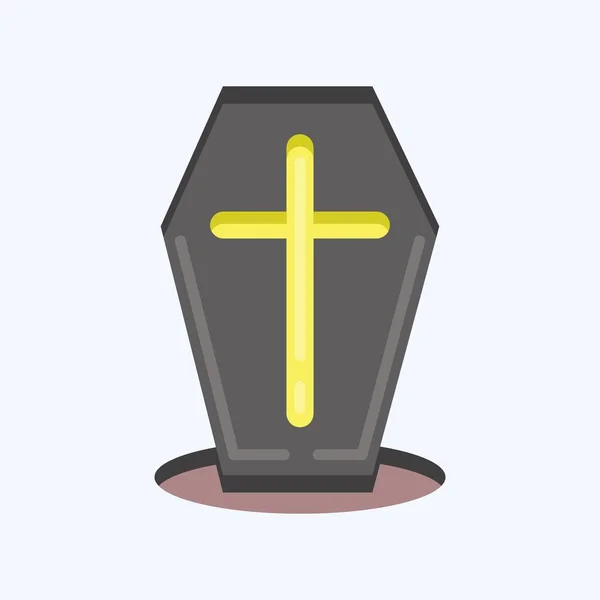 Icon Coffin Suitable Halloween Symbol Flat Style Simple Design Editable — ストックベクタ
