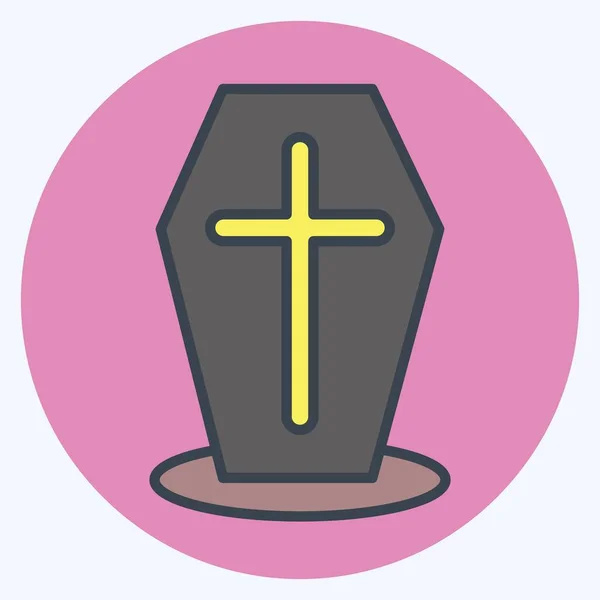 Icon Coffin Suitable Halloween Symbol Color Mate Style Simple Design — Image vectorielle