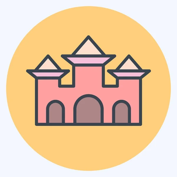 Icon Castle Suitable Halloween Symbol Color Mate Style Simple Design — Vettoriale Stock