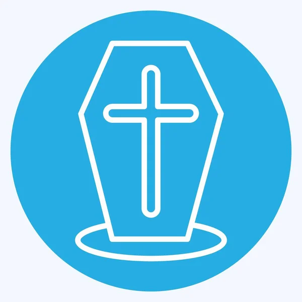 Icon Coffin Suitable Halloween Symbol Blue Eyes Style Simple Design — ストックベクタ