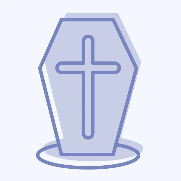 Icon Coffin Suitable Halloween Symbol Two Tone Style Simple Design — Image vectorielle