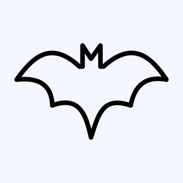 Icon Bat Vhodný Pro Halloween Symbol Styl Čáry Jednoduchý Design — Stockový vektor