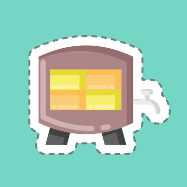 Etiket hattı Oak Barrel 'ı kesti. Eğitim sembolü için uygun. Basit dizayn edilebilir. tasarım şablonu. Basit resimleme