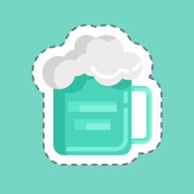 Çıkartma çizgisi bir bardak birayı kesti. Eğitim sembolü için uygun. Basit dizayn edilebilir. tasarım şablonu. Basit resimleme