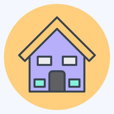 Simge Evi. Eğitim sembolü için uygun. renk arkadaşı stili. Basit dizayn edilebilir. tasarım şablonu. Basit resimleme