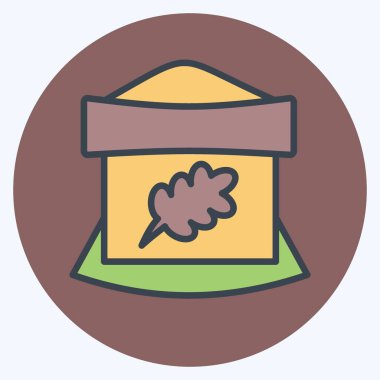 İkon Un Torbası. Eğitim sembolü için uygun. renk arkadaşı stili. Basit dizayn edilebilir. tasarım şablonu. Basit resimleme