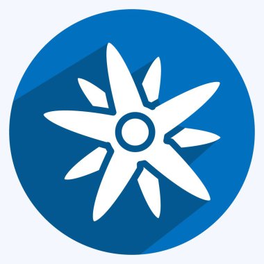 İkon Edelweiss. Eğitim sembolü için uygun. Uzun gölge tarzı. Basit dizayn edilebilir. tasarım şablonu. Basit resimleme