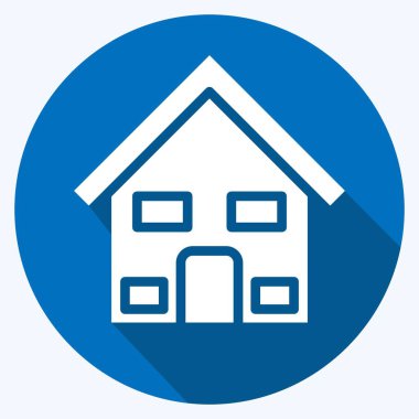 Simge Evi. Eğitim sembolü için uygun. Uzun gölge tarzı. Basit dizayn edilebilir. tasarım şablonu. Basit resimleme