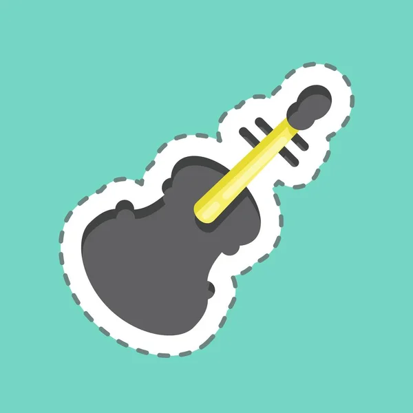 Sticker Line Cut Violin Suitable Education Symbol Simple Design Editable — Vetor de Stock