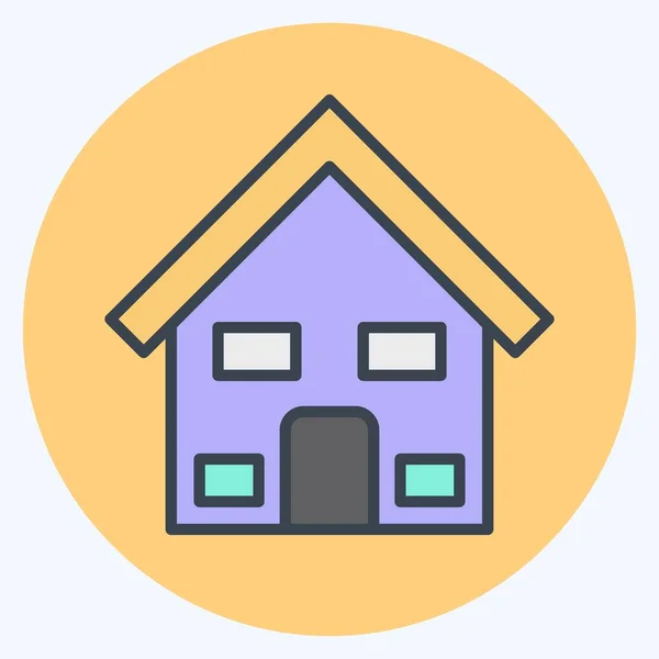 Icon House Suitable Education Symbol Color Mate Style Simple Design - Stok Vektor