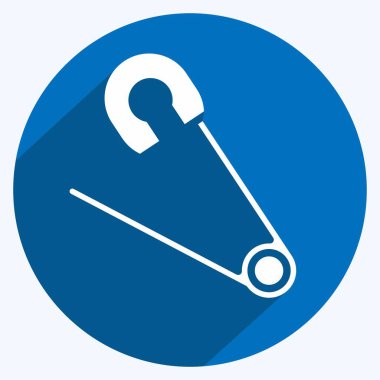 Simge Güvenliği İğnesi. Eğitim sembolü için uygun. Uzun gölge tarzı. Basit dizayn edilebilir. tasarım şablonu. Basit resimleme