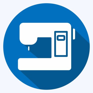 Simge Dikiş Makineleri. Eğitim sembolü için uygun. Uzun gölge tarzı. Basit dizayn edilebilir. tasarım şablonu. Basit resimleme