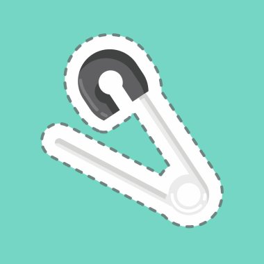 Çıkartma hattı Safety Pin 'i kesti. Eğitim sembolü için uygun. Basit dizayn edilebilir. tasarım şablonu. Basit resimleme