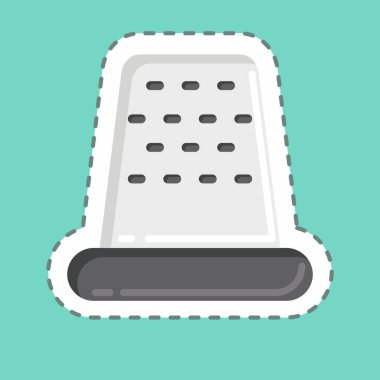 Etiket çizgisi Thimble 'ı kesti. Eğitim sembolü için uygun. Basit dizayn edilebilir. tasarım şablonu. Basit resimleme