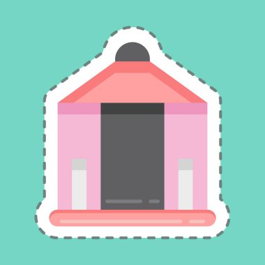 Çıkartma çizgisi Gazebo 'yu kesti. Şehir Parkı sembolü için uygun. Basit dizayn edilebilir. tasarım şablonu. Basit resimleme