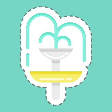 Etiket kesimi Çeşme. Şehir Parkı sembolü için uygun. Basit dizayn edilebilir. tasarım şablonu. Basit resimleme