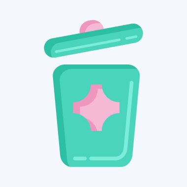 Simge Çöp Kutusu. Şehir Parkı sembolü için uygun. Düz stil. Basit dizayn edilebilir. tasarım şablonu. Basit resimleme