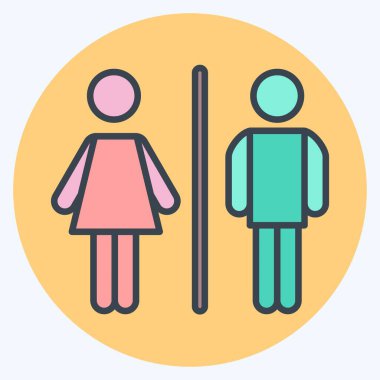 Simge WC. Şehir Parkı sembolü için uygun. renk arkadaşı stili. Basit dizayn edilebilir. tasarım şablonu. Basit resimleme