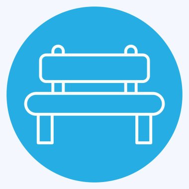 Simge Bench. Şehir Parkı sembolü için uygun. Mavi gözlü. Basit dizayn edilebilir. tasarım şablonu. Basit resimleme