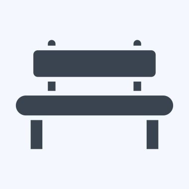 Simge Bench. Şehir Parkı sembolü için uygun. Kabartma tarzı. Basit dizayn edilebilir. tasarım şablonu. Basit resimleme