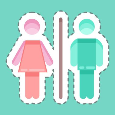 Çıkartma çizgisi WC 'yi kesti. Şehir Parkı sembolü için uygun. Basit dizayn edilebilir. tasarım şablonu. Basit resimleme