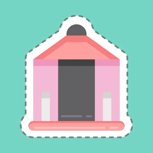 Sticker Line Cut Gazebo Suitable City Park Symbol Simple Design — Stok Vektör