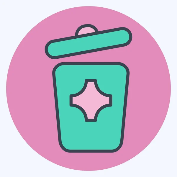 Icon Trash Can Suitable City Park Symbol Color Mate Style — ストックベクタ