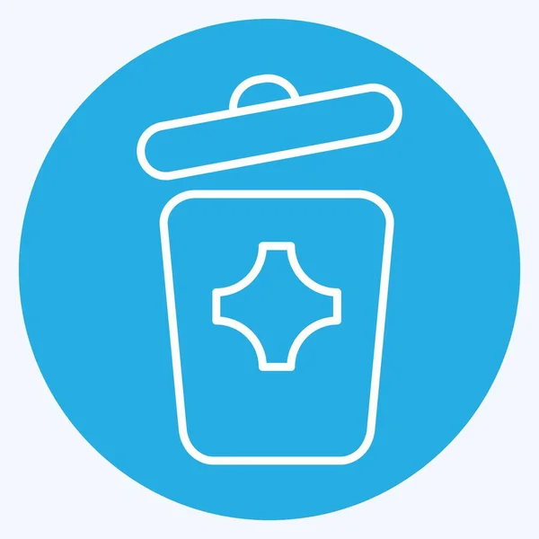Icon Trash Can Suitable City Park Symbol Blue Eyes Style — Wektor stockowy