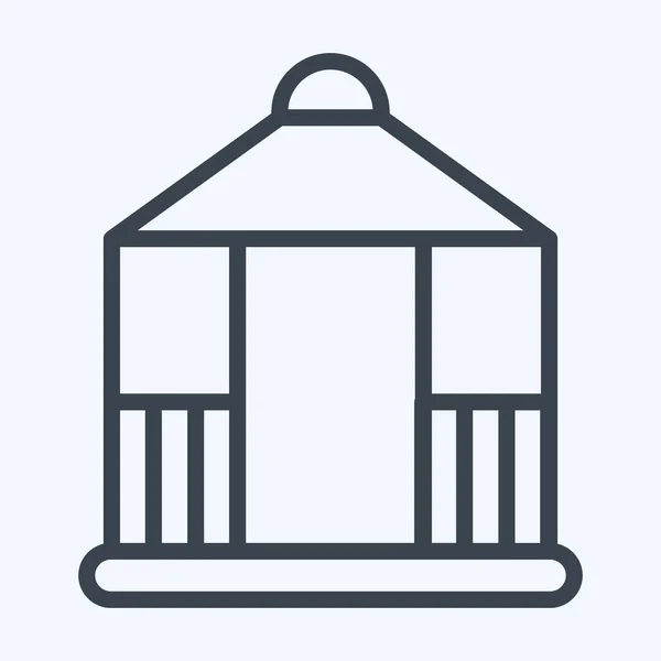 Icon Gazebo Suitable City Park Symbol Line Style Simple Design — Stock Vector